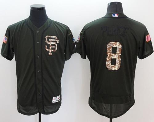 Giants #8 Hunter Pence Green Flexbase Authentic Collection Salute to Service Stitched MLB jerseys