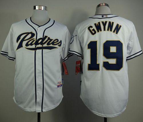 Padres #19 Tony Gwynn White Home Cool Base Stitched MLB Jersey