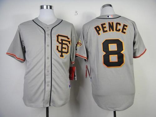 Giants #8 Hunter Pence Grey Road 2 Cool Base Stitched MLB Jersey
