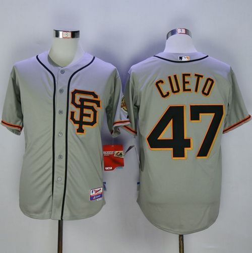 Giants #47 Johnny Cueto Grey Road 2 Cool Base Stitched MLB Jersey
