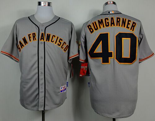 Giants #40 Madison Bumgarner Grey Cool Base Stitched MLB Jersey