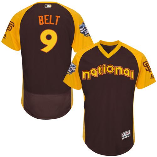 Giants #9 Brandon Belt Brown Flexbase Authentic Collection 2016 All-Star National League Stitched MLB jerseys