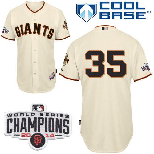 Giants #35 Brandon Crawford Cream Cool Base W/2014 World Series Champions Patch Stitched MLB Jersey