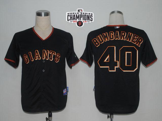 Giants #40 Madison Bumgarner Black Cool Base W/2014 World Series Champions Patch Stitched MLB Jersey