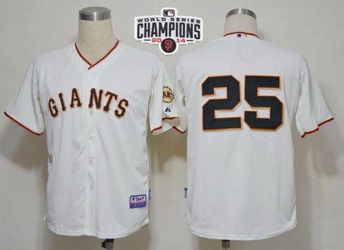 Giants #25 Barry Bonds Cream Cool Base W/2014 World Series Champions Patch Stitched MLB Jersey
