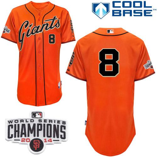 Giants #8 Hunter Pence Orange Cool Base W/2014 World Series Champions Patch Stitched MLB Jersey
