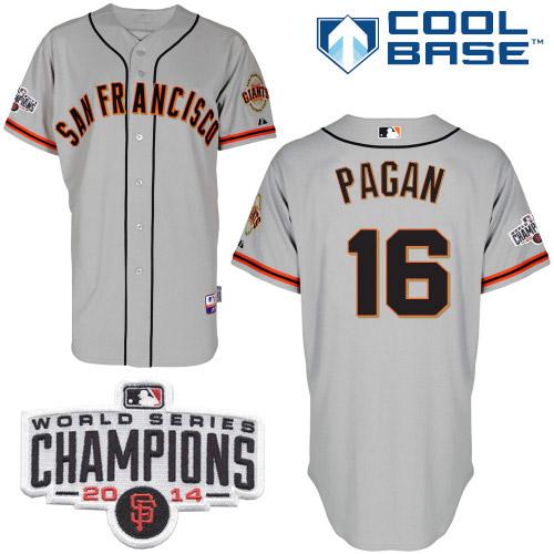 Giants #16 Angel Pagan Grey Cool Base W/2014 World Series Champions Patch Stitched MLB Jersey