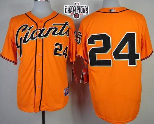 Giants #24 Willie Mays Orange Cool Base W/2014 World Series Champions Patch Stitched MLB Jersey