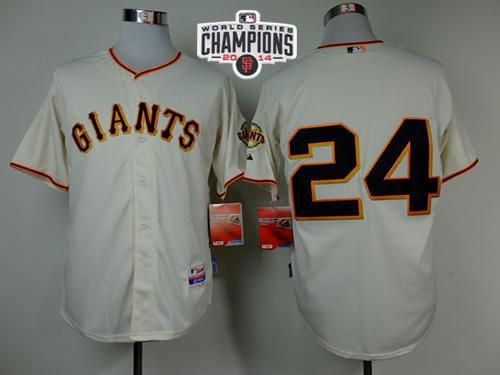 Giants #24 Willie Mays Cream Cool Base W/2014 World Series Champions Patch Stitched MLB Jersey
