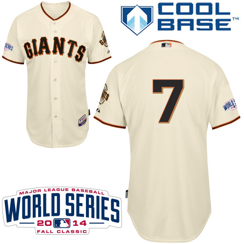 Giants #7 Gregor Blanco Cream Home Cool Base W/2014 World Series Patch Stitched MLB Jersey