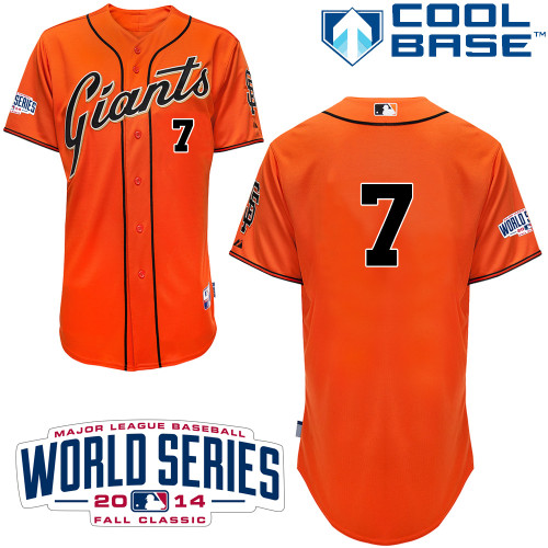 Giants #7 Gregor Blanco Orange Alternate Cool Base W/2014 World Series Patch Stitched MLB Jersey