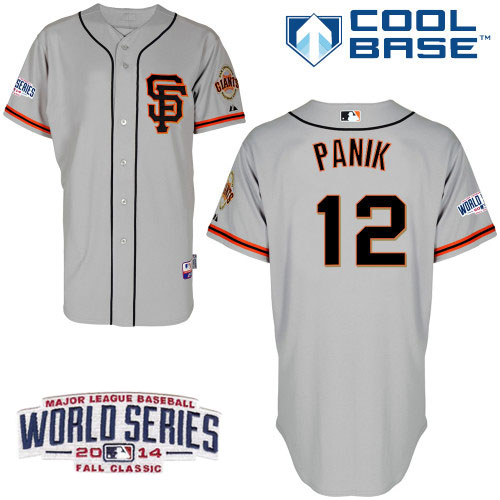 Giants #12 Joe Panik Grey Road 2 Cool Base W/2014 World Series Patch Stitched MLB Jersey