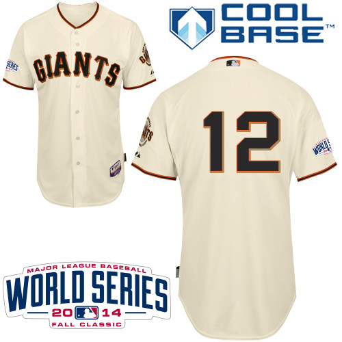Giants #12 Joe Panik Cream Home Cool Base W/2014 World Series Patch Stitched MLB Jersey