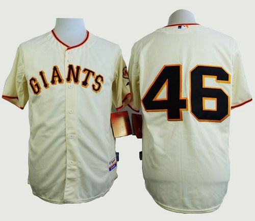 Giants #46 Santiago Casilla Cream Home Cool Base Stitched MLB Jersey