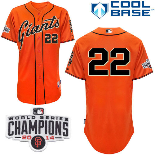Giants #22 Will Clark Orange Alternate Cool Base W/2014 World Series Champions Stitched MLB Jersey