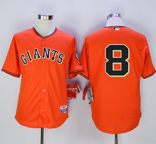 Giants #8 Hunter Pence Orange Old Style "Giants" Stitched MLB Jersey