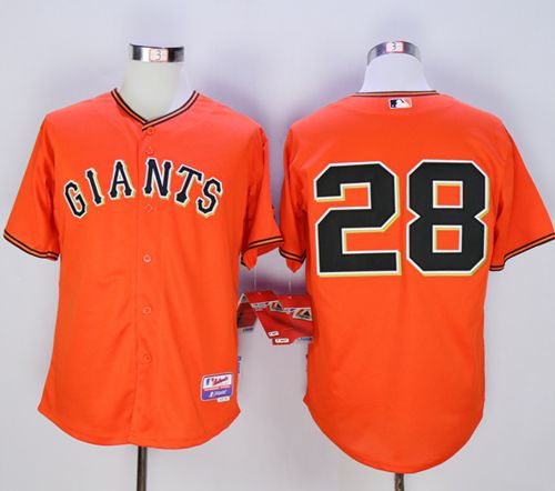 Giants #28 Buster Posey Orange Old Style "Giants" Stitched MLB Jersey