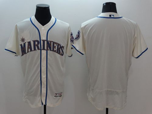 Mariners Blank Cream Flexbase Authentic Collection Stitched MLB Jersey