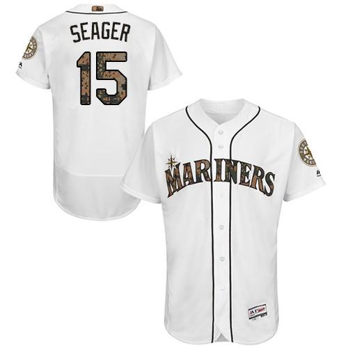 Mariners #15 Kyle Seager White Flexbase Authentic Collection 2016 Memorial Day Stitched MLB Jersey
