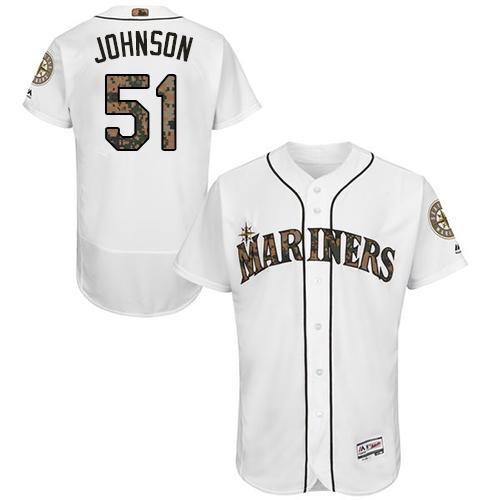 Mariners #51 Randy Johnson White Flexbase Authentic Collection 2016 Memorial Day Stitched MLB Jersey