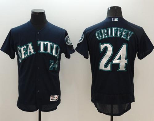 Mariners #24 Ken Griffey Navy Blue Flexbase Authentic Collection Stitched MLB Jersey