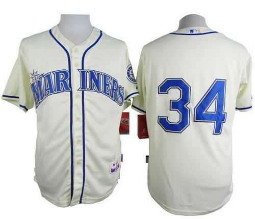 Mariners #34 Felix Hernandez Cream Alternate Cool Base Stitched MLB Jersey