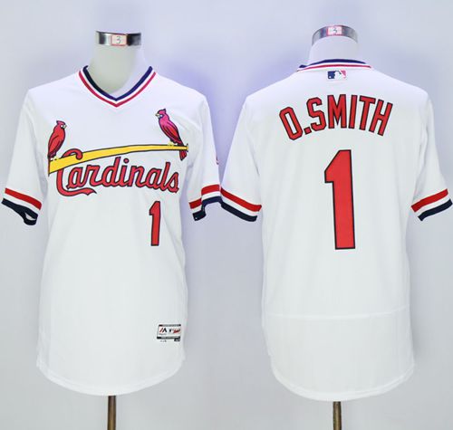 Cardinals #1 Ozzie Smith White Flexbase Authentic Collection Cooperstown Stitched MLB Jersey