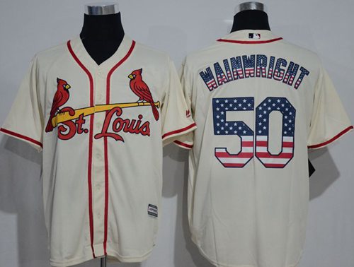 Cardinals #50 Adam Wainwright Cream USA Flag Fashion Stitched MLB Jersey