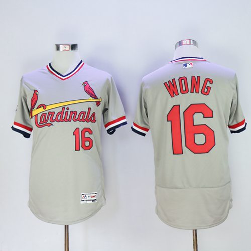 Cardinals #16 Kolten Wong Grey Flexbase Authentic Collection Cooperstown Stitched MLB Jersey