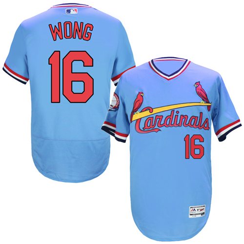 Cardinals #16 Kolten Wong Light Blue Flexbase Authentic Collection Cooperstown Stitched MLB Jersey