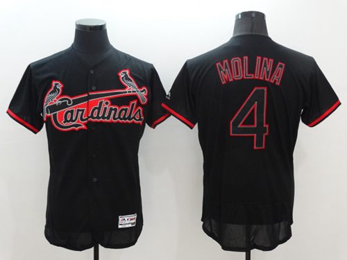 Cardinals #4 Yadier Molina Black Fashion Flexbase Authentic Collection Stitched MLB Jersey