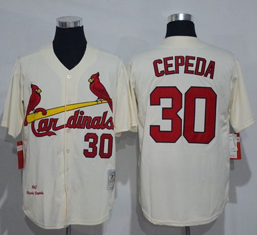 Mitchell And Ness 1967 Cardinals #30 Orlando Cepeda Cream Throwback Stitched MLB Jersey