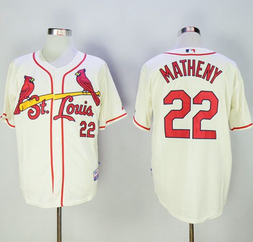 Cardinals #22 Mike Matheny Cream Cool Base Stitched MLB Jersey