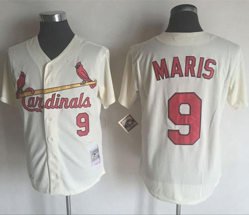 Mitchell And Ness 1967 Cardinals #9 Roger Maris Cream Throwback Stitched MLB Jersey