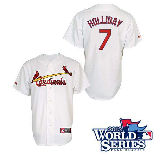 Cardinals #7 Matt Holliday White Cool Base 2013 World Series Patch Stitched MLB Jersey