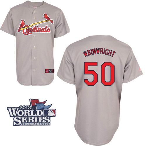 Cardinals #50 Adam Wainwright Grey Cool Base 2013 World Series Patch Stitched MLB Jersey