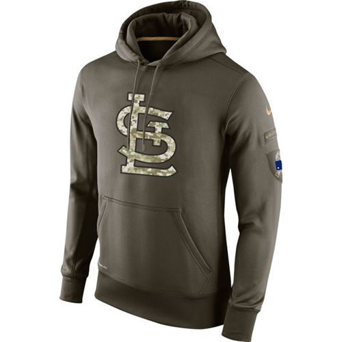 Men's St.Louis Cardinals Nike Olive Salute To Service KO Performance Hoodie