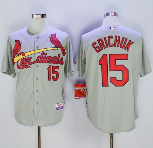 Cardinals #15 Randal Grichuk Grey Cool Base Stitched MLB Jersey