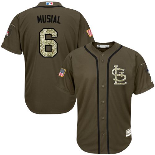 Cardinals #6 Stan Musial Green Salute to Service Stitched MLB Jersey