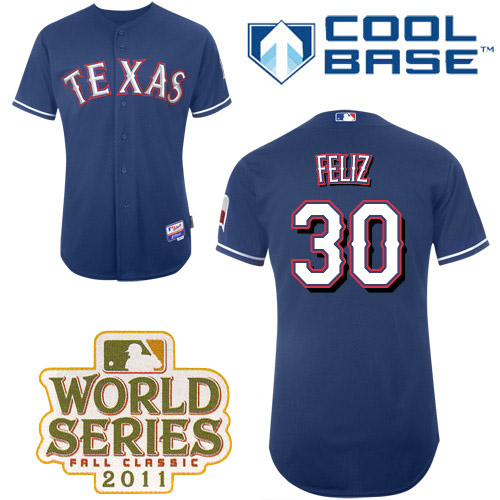 Rangers #30 Naftali Feliz Blue Cool Base 2011 World Series Patch Stitched MLB Jersey
