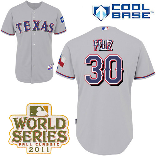 Rangers #30 Naftali Feliz Grey Cool Base 2011 World Series Patch Stitched MLB Jersey