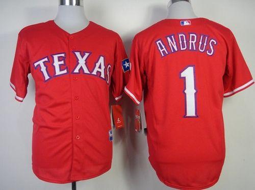 Rangers #1 Elvis Andrus Red Stitched MLB Jersey