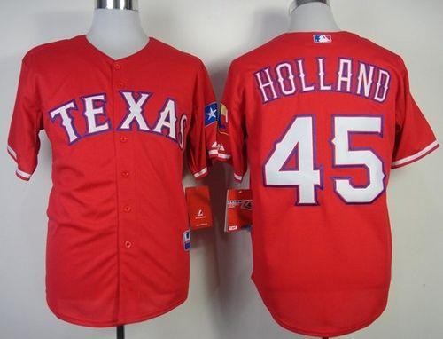 Rangers #45 Derek Holland Stitched MLB Red Cool Base Jersey