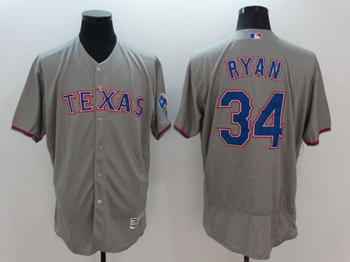 Rangers #34 Nolan Ryan Grey Flexbase Authentic Collection Stitched MLB Jersey