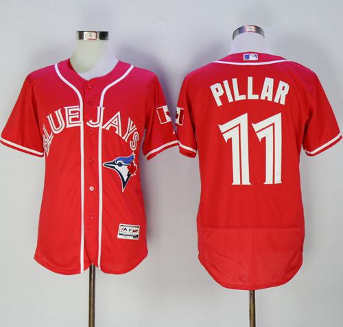 Blue Jays #11 Kevin Pillar Red Flexbase Authentic Collection Canada Day Stitched MLB Jersey