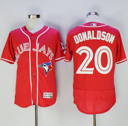Blue Jays #20 Josh Donaldson Red Flexbase Authentic Collection Canada Day Stitched MLB Jersey