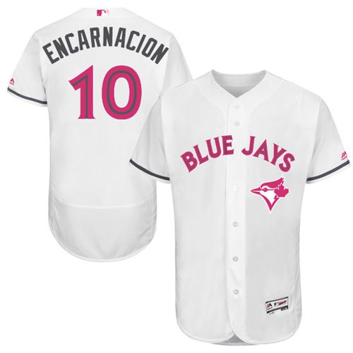 Blue Jays #10 Edwin Encarnacion White Flexbase Authentic Collection 2016 Mother's Day Stitched MLB Jersey