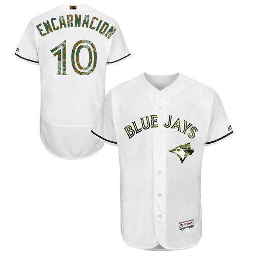 Blue Jays #10 Edwin Encarnacion White Flexbase Authentic Collection 2016 Memorial Day Stitched MLB Jersey