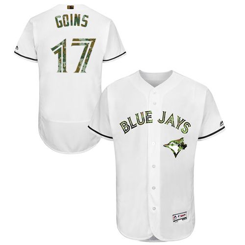 Blue Jays #17 Ryan Goins White Flexbase Authentic Collection 2016 Memorial Day Stitched MLB Jersey