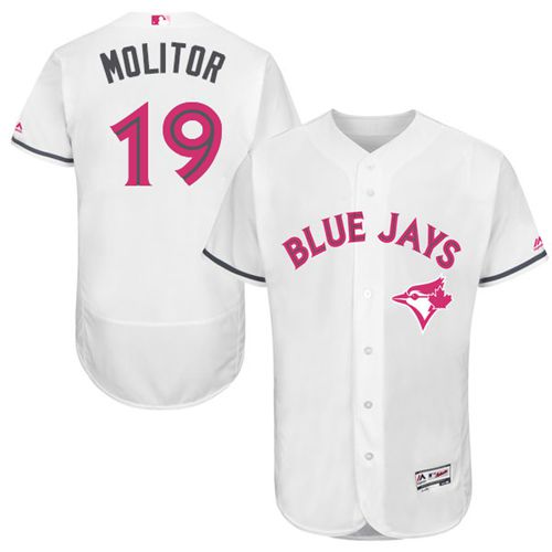 Blue Jays #19 Paul Molitor White Flexbase Authentic Collection 2016 Mother's Day Stitched MLB Jersey